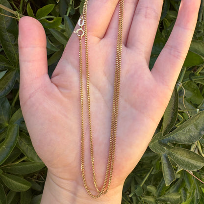 Vintage Italian 9ct yellow gold curb link chain, 56cm / 22 inches long