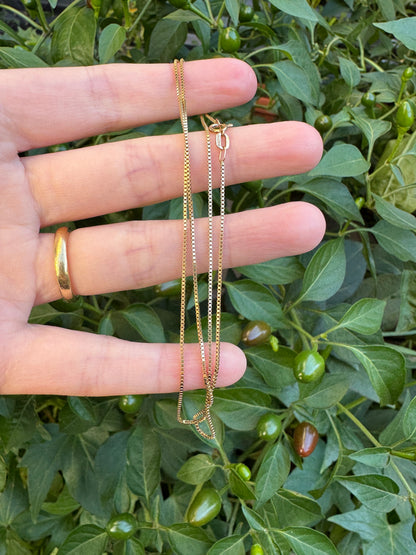 Vintage 9ct yellow gold box chain, 46cm / 18.11 inches long