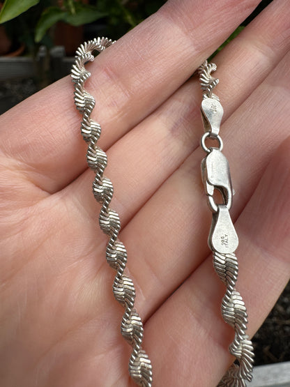 Vintage silver twist chain, 45cm / 17.72 inches long
