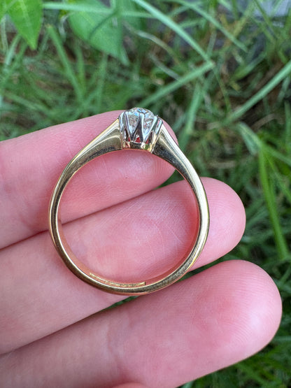 Vintage 18ct yellow gold and platinum 0.35ct old mine cut diamond solitaire ring