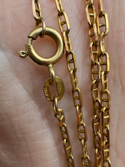 Vintage Italian 9ct yellow gold mariner link chain, 52cm / 20.47 inches long