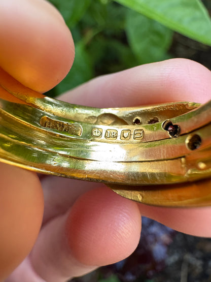 Antique 18ct yellow gold 0.15ct TCW old mine cut and single cut diamond snake ring