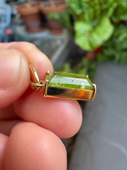 Handmade 9ct gold natural green Mali garnet pendant