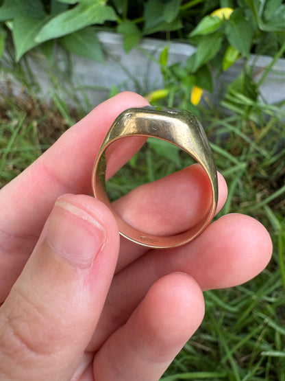 Vintage 9ct yellow gold single cut diamond starset signet ring