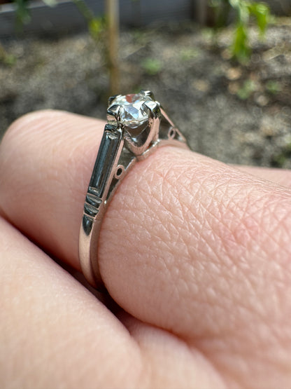 Vintage platinum 0.4ct old mine cut diamond solitaire ring