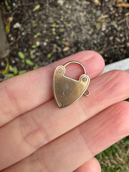 Antique Australian 9ct rosy yellow gold engraved padlock pendant