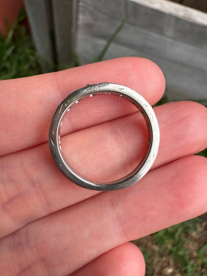 Antique 18ct gold old cut diamond half eternity ring