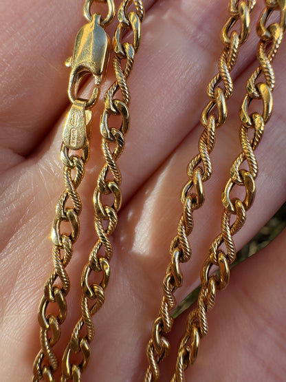 Vintage Italian 9ct yellow gold fancy link chain, 42.5cm / 16.73 inches long