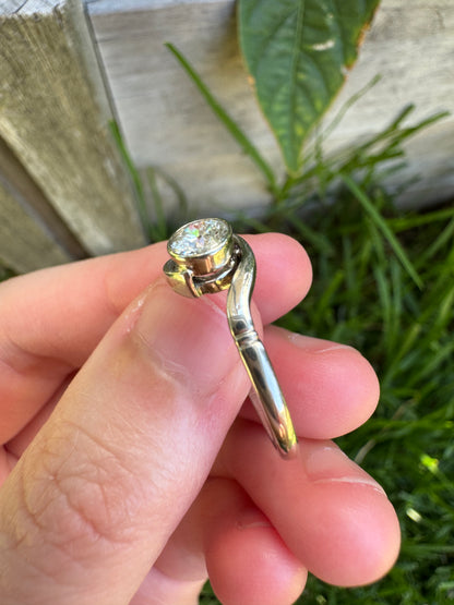 Vintage platinum 0.5ct old European cut diamond twist solitaire ring
