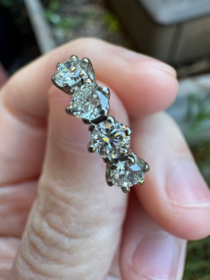 Antique 18ct gold old European cut diamond four stone ring