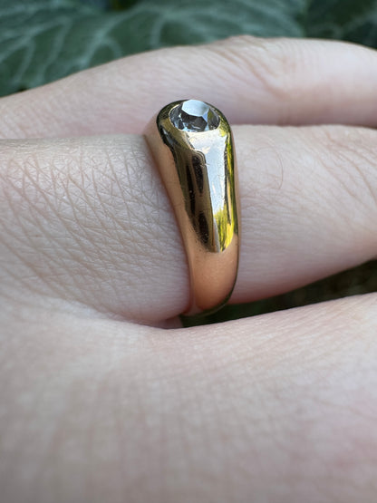Vintage French 18ct yellow gold 0.26ct old mine cut diamond gypsy ring