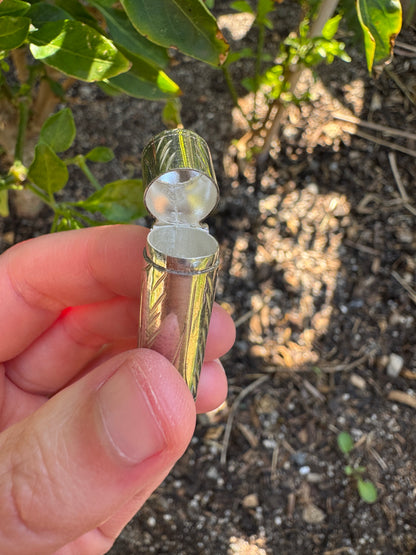 Vintage silver engraved cylinder vesta pendant