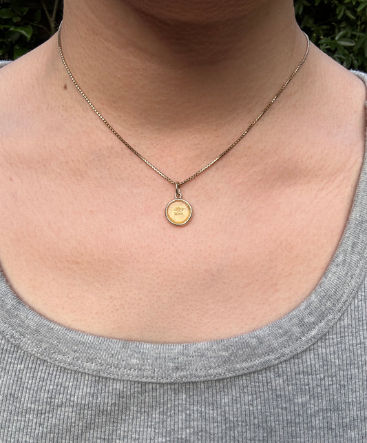 Custom handmade recycled 9ct yellow gold 'All's well' antique paste fob seal bezel set pendant