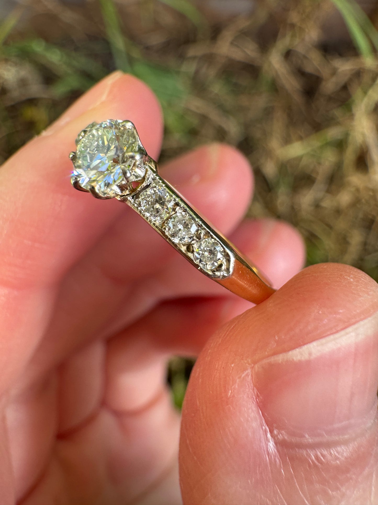 Antique Australian 18ct yellow gold 0.46ct TCW old European and old mine cut diamond ring