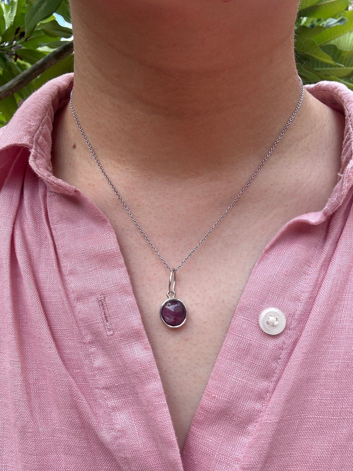 Custom sterling silver African star ruby cabochon pendants