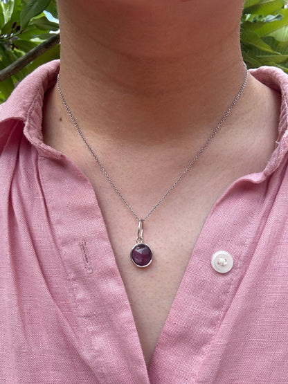 Custom sterling silver African star ruby cabochon pendants