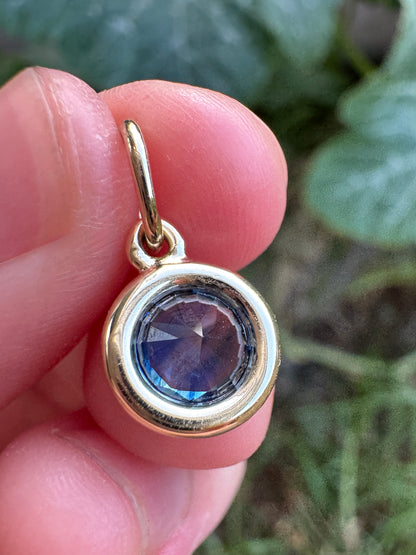 Custom handmade recycled 9ct yellow gold 0.95ct natural Australian parti sapphire bezel set pendant