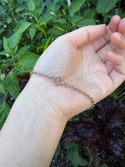 Antique 9ct rosy yellow gold cable link bracelet, 18cm / 7.1 inches long