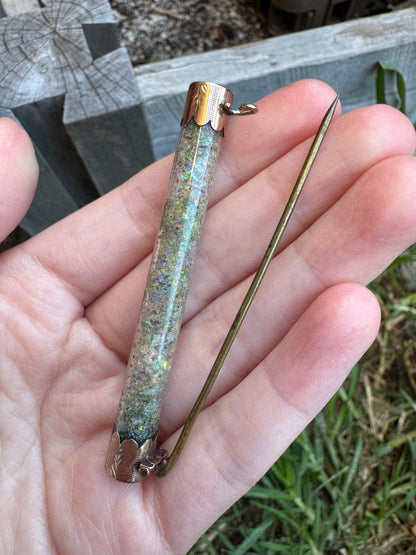Antique Australian Simonsen 9ct rosy yellow gold opal cylinder brooch/chain extender