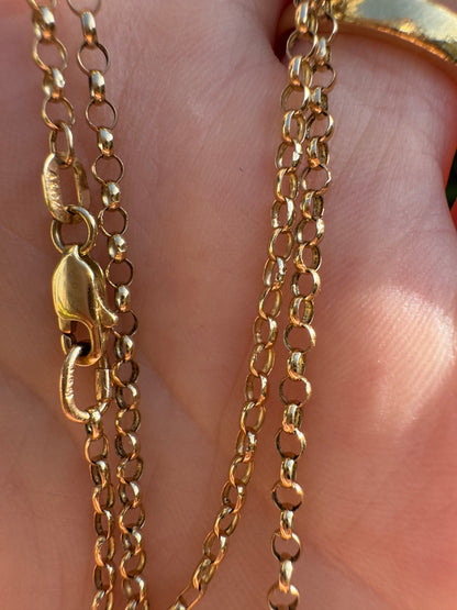 Vintage Italian 9ct yellow gold belcher chain, 46cm / 18.1 inches long