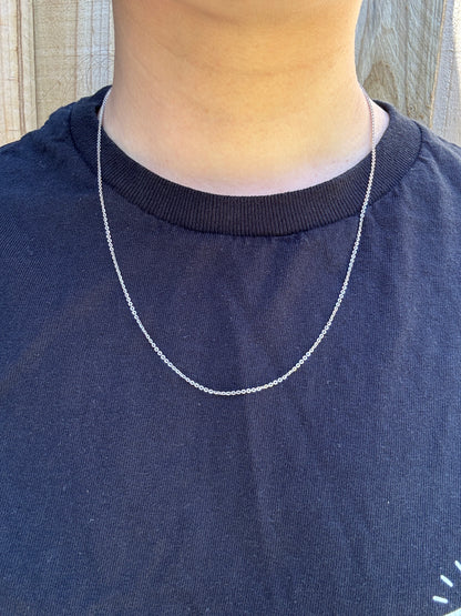 Vintage Italian 9ct white gold cable link chain, 50cm / 19.7 inches long