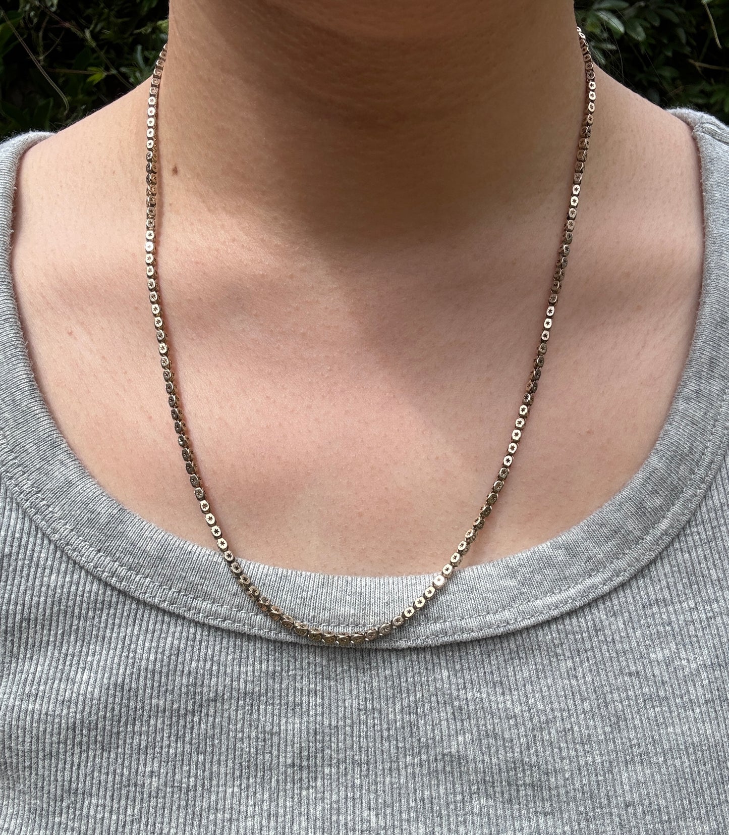 Vintage gold star pierced chain, 52cm / 20.47 inches long