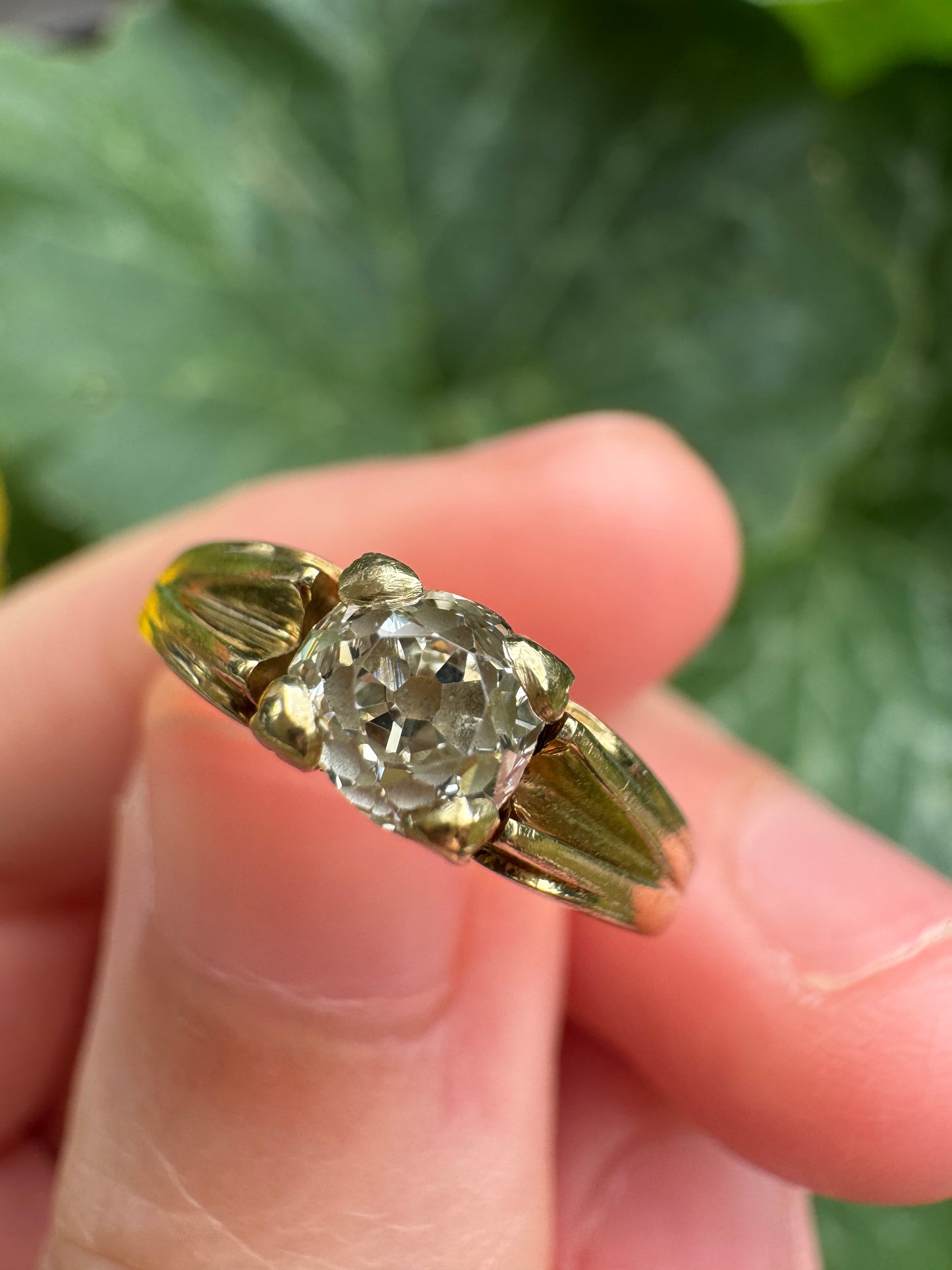 Vintage 14ct yellow gold 0.52ct old mine cut diamond solitaire ring