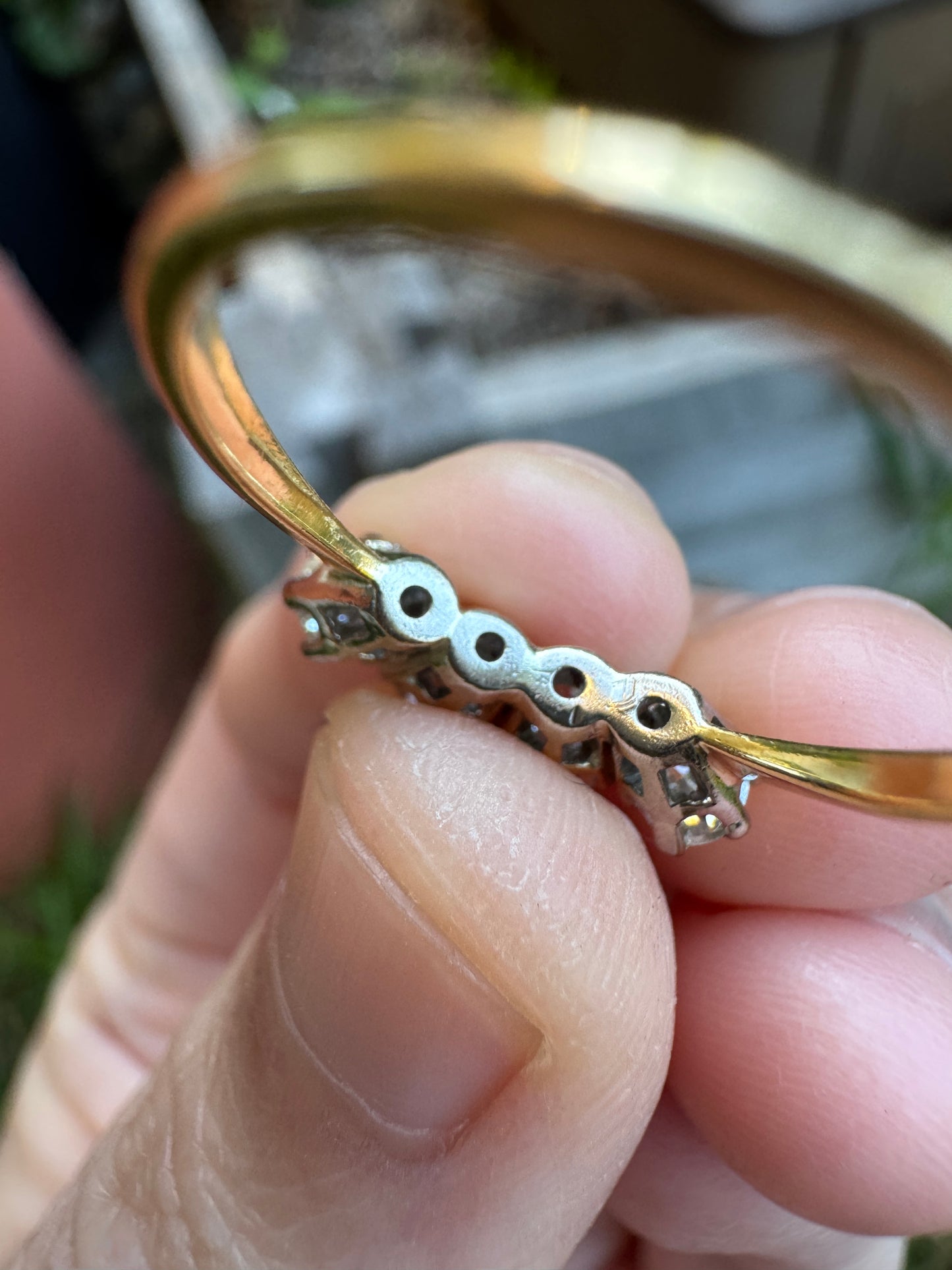 Antique 18ct gold old European cut diamond four stone ring