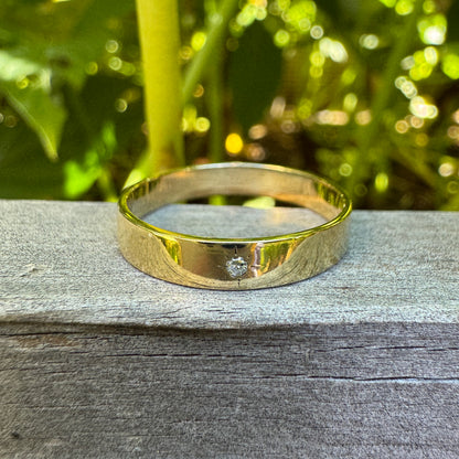 Antique 9ct yellow gold single cut diamond starset gypsy ring