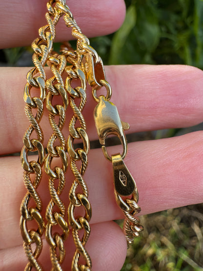 Vintage Italian 9ct yellow gold fancy link chain, 42.5cm / 16.73 inches long