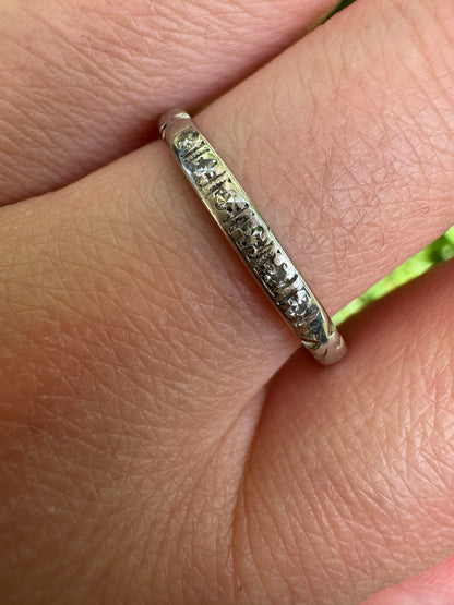 Vintage 18ct white gold and platinum six stone single cut diamond half eternity ring
