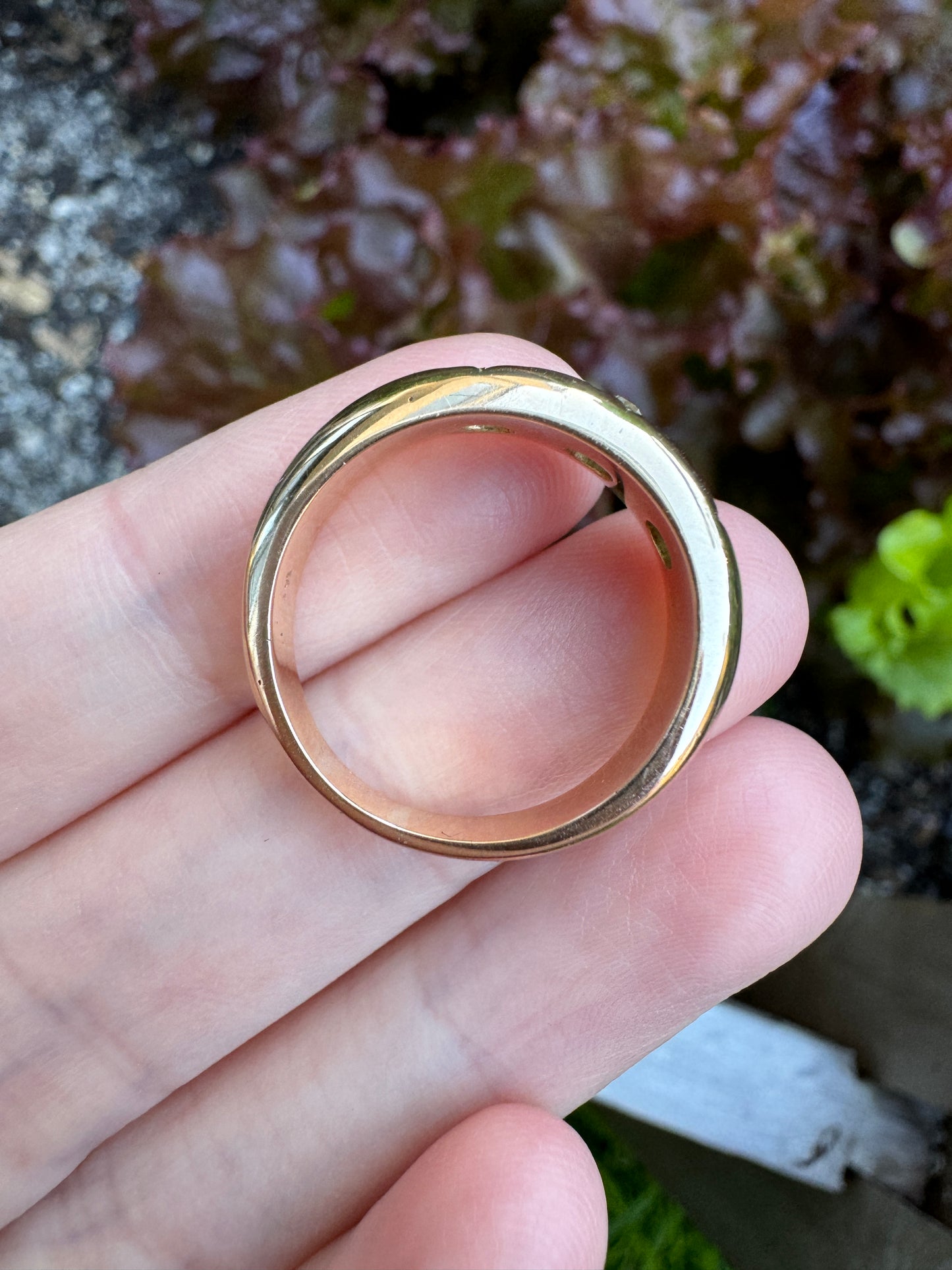 Vintage 14ct yellow gold three stone 0.2ct TCW old mine cut and brilliant cut diamond starset gypsy ring