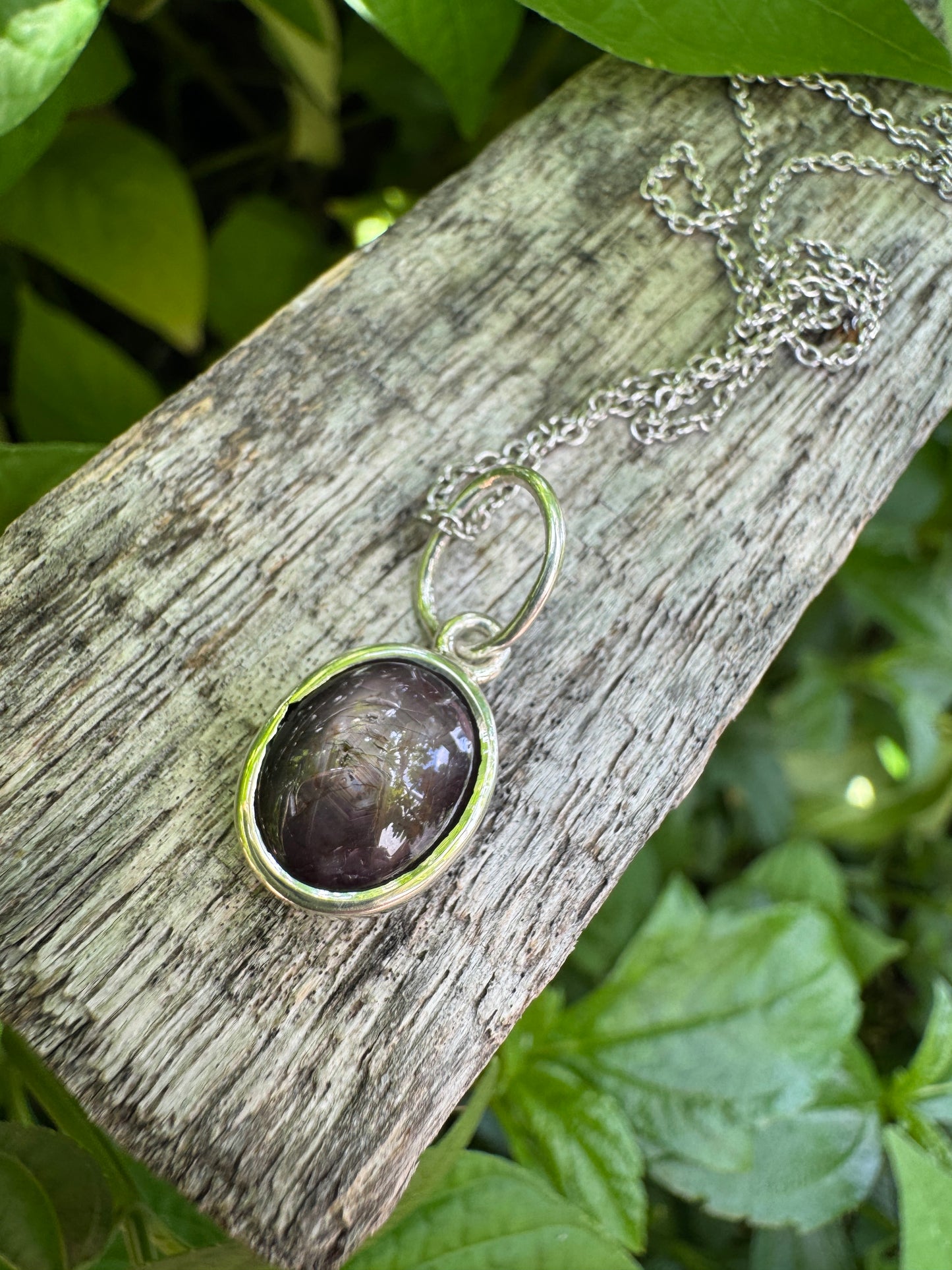 Custom sterling silver African star ruby cabochon pendants