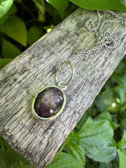 Custom sterling silver African star ruby cabochon pendants