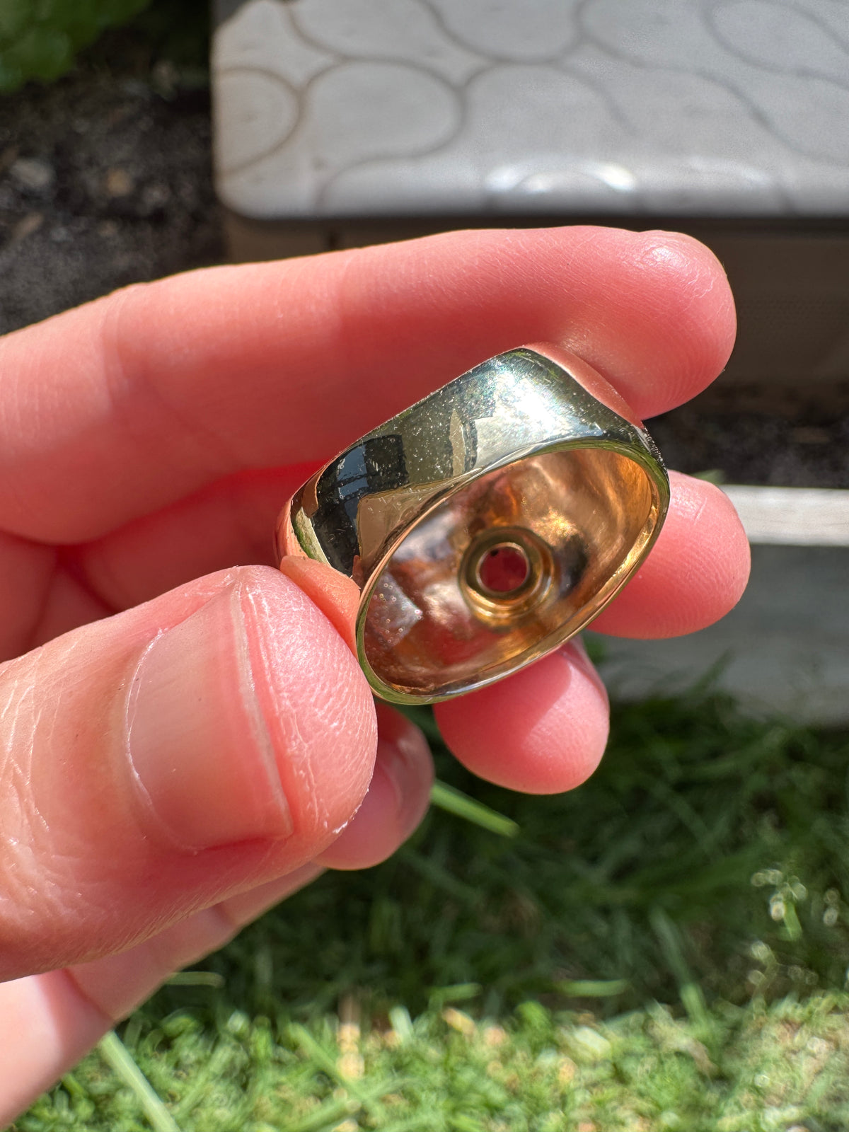 Vintage Italian 9ct gold rose cut diamond bombe gypsy ring