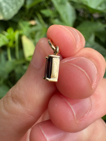 Custom 9ct yellow gold 0.68ct emerald cut garnet pendant