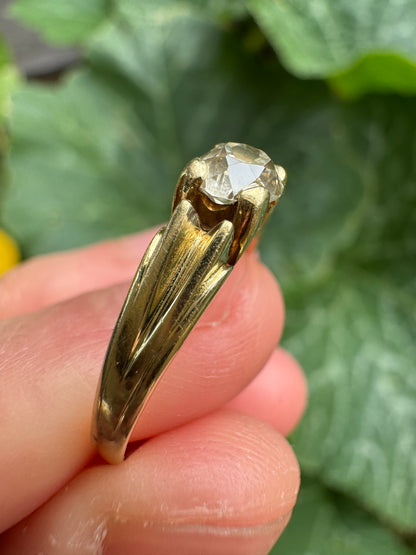 Vintage 14ct yellow gold 0.52ct old mine cut diamond solitaire ring