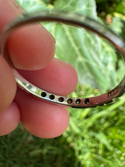 Vintage 18ct white gold and platinum six stone single cut diamond half eternity ring