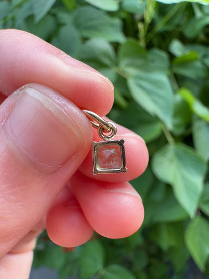 Custom 9ct yellow gold 0.45ct square cut emerald claw set pendant