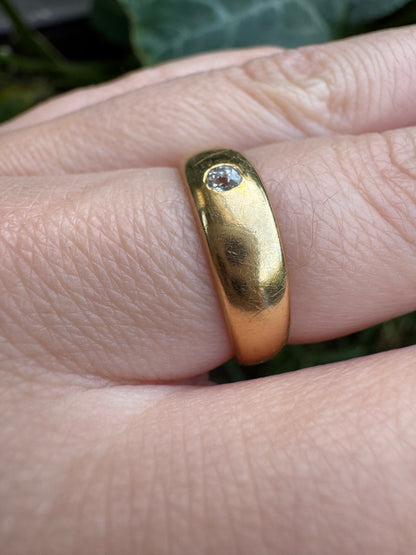 Antique Australian Basse Adelaide 18ct yellow gold old mine cut diamond gypsy ring