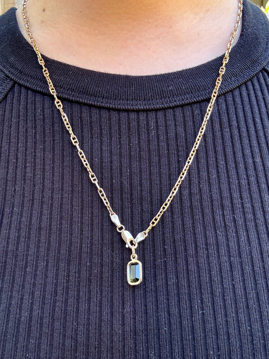 Custom handmade 9ct yellow gold 1.9ct Australian parti sapphire bezel set pendant