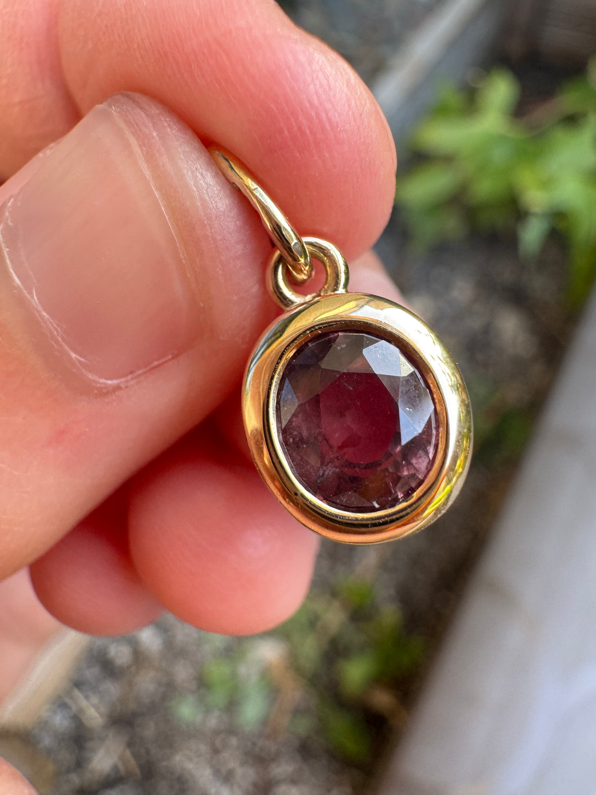 Handmade 9ct gold natural ruby pendant