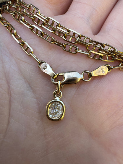 Custom handmade 9ct yellow gold 0.45ct old mine cut diamond bezel set pendant