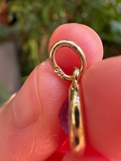 Custom handmade recycled 9ct yellow gold 0.93ct natural pink sapphire bezel set pendant