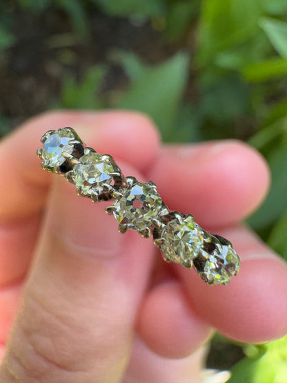 Vintage 18ct yellow gold and platinum five stone 0.38ct TCW old mine cut and old European cut diamond ring