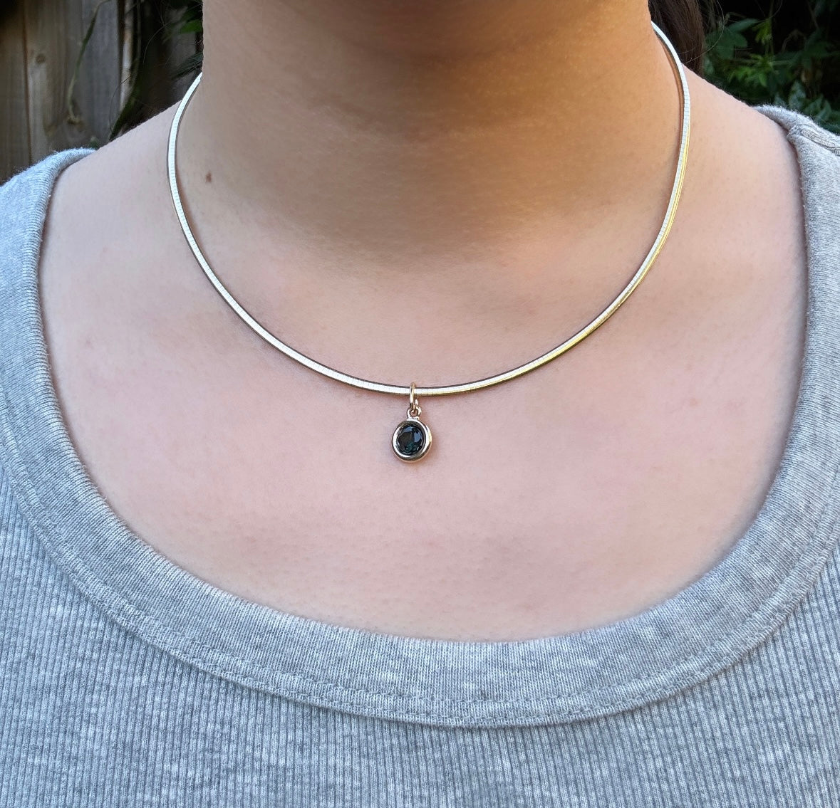 Custom handmade recycled 9ct yellow gold 1.63ct natural Australian parti sapphire bezel set pendant