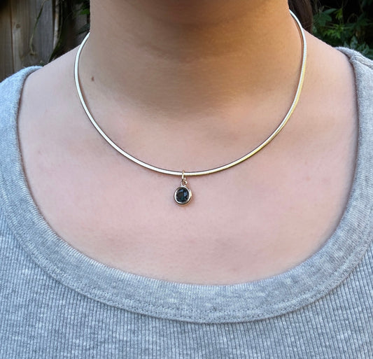 Custom handmade recycled 9ct yellow gold 1.63ct natural Australian parti sapphire bezel set pendant