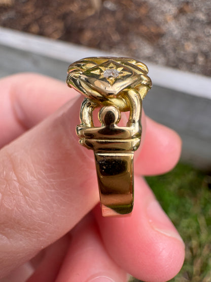 Antique 18ct yellow gold old cut diamond starset knot ring