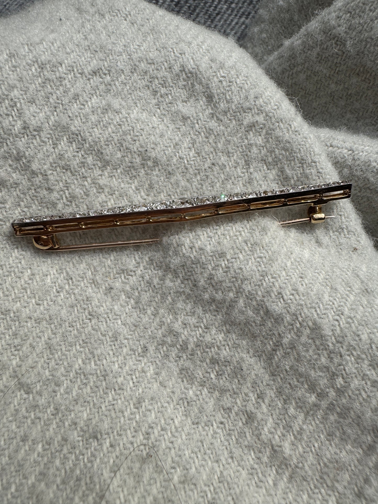 Antique old mine cut diamond brooch/chain extender