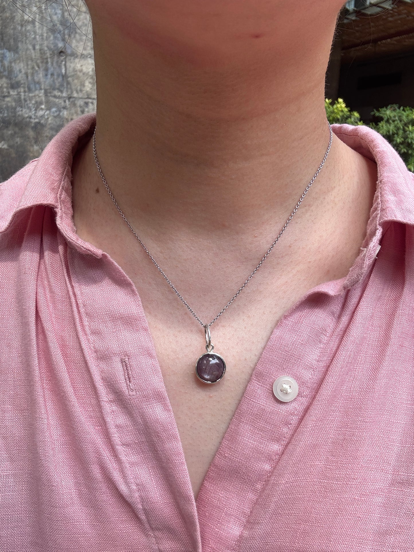 Custom sterling silver African star ruby cabochon pendants